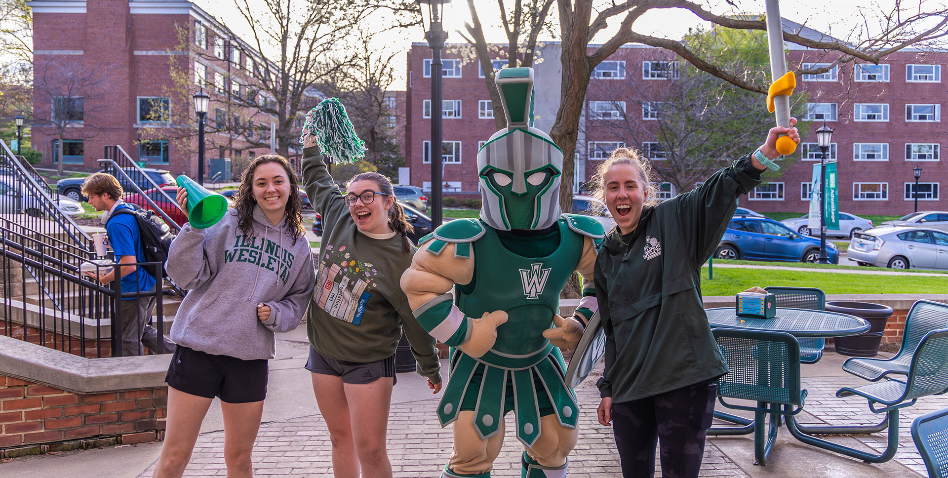 Tommy Titan with students during All In for Wesleyan events