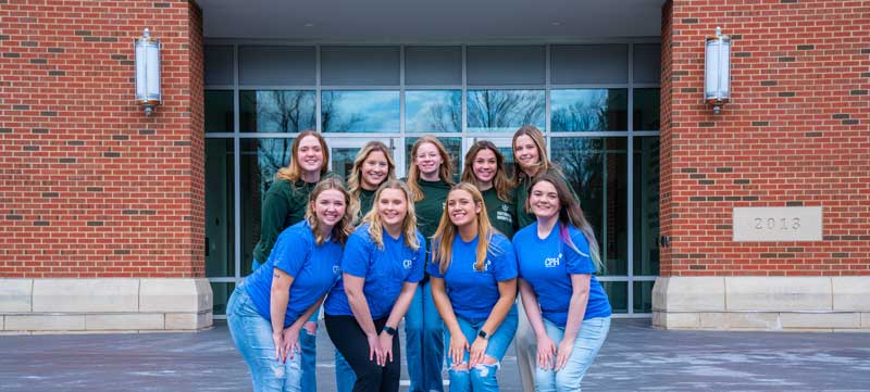 Panhellenic Council on steps of State Farm Hal