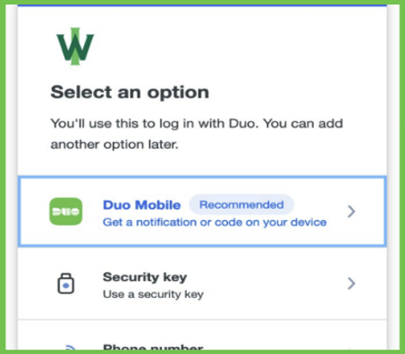 Select an option for your verification method