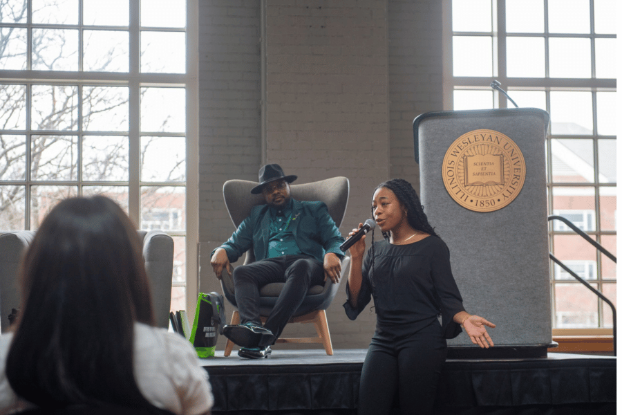 Anaya Repke ‘27 speaking at IWU MLK Teach In Event 2025